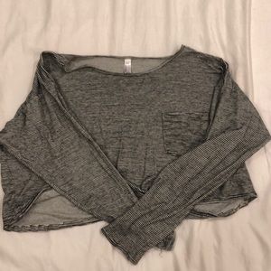 American apparel long sleeve striped crop top